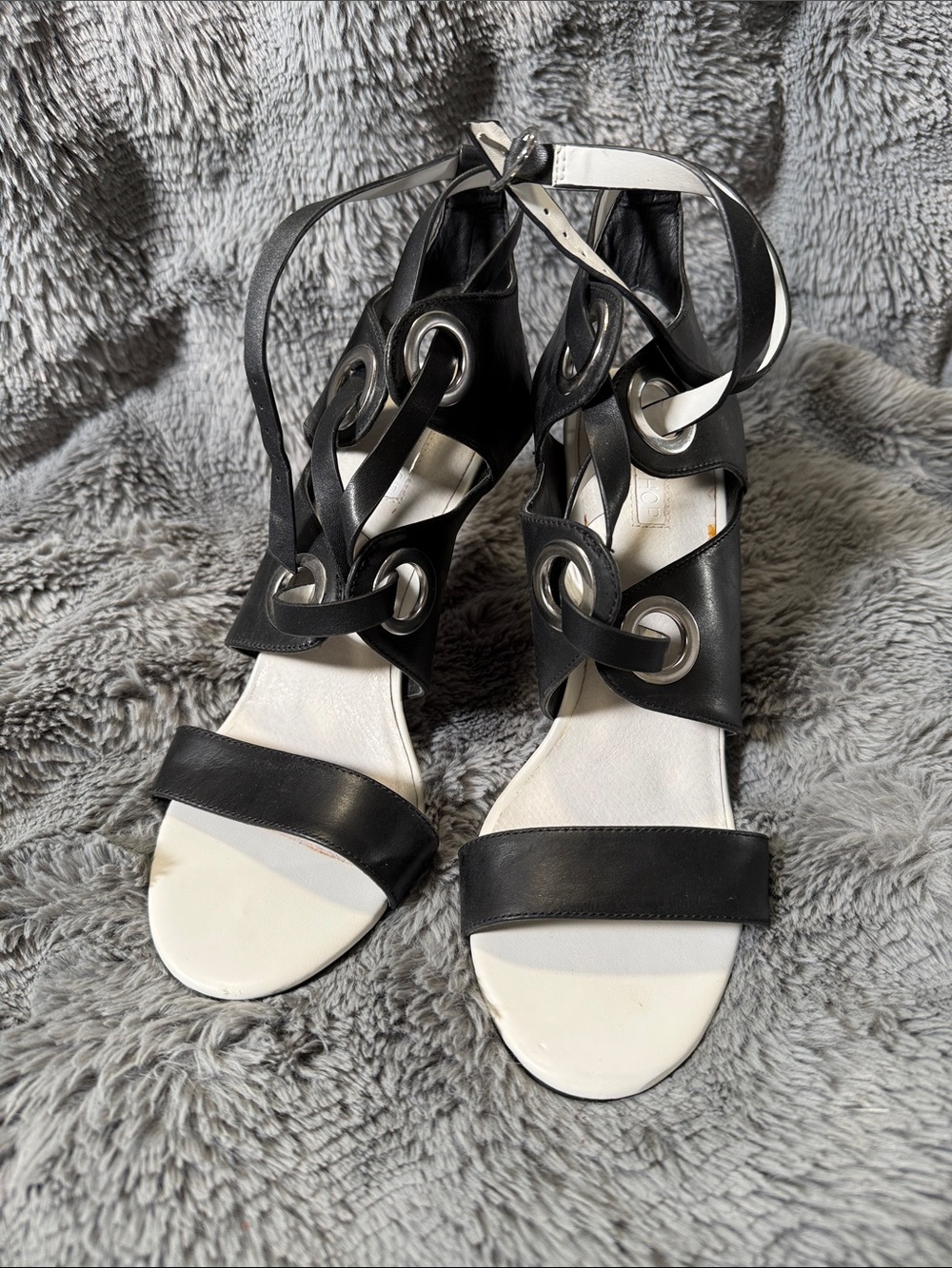 Black Lace-Up Grommet Women's Sandals Top Shop